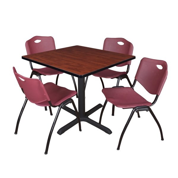 Square Tables > Breakroom Tables > Cain Square Table & Chair Sets, 36 W, 36 L, 29 H, Cherry