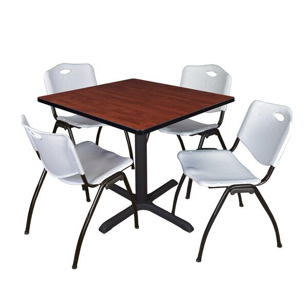 Square Tables > Breakroom Tables > Cain Square Table & Chair Sets, 36 W, 36 L, 29 H, Cherry