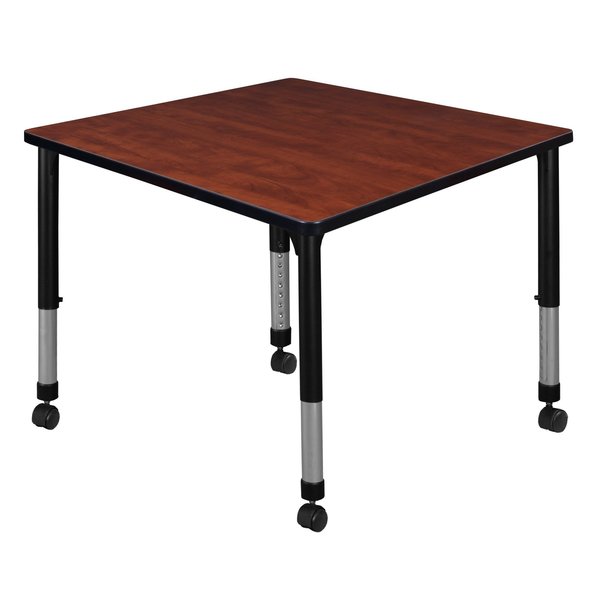 Tables > Height Adjustable > Square Mobile Tables, 36 X 36 X 23-34, Wood|Metal Top