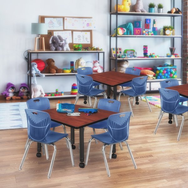 Tables > Height Adjustable > Square Mobile Tables, 36 X 36 X 23-34, Wood|Metal Top