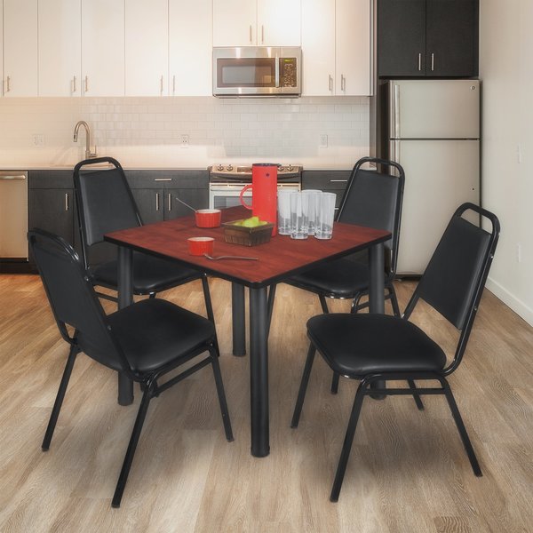 Square Tables > Breakroom Tables > Kee Square Table & Chair Sets, 36 W, 36 L, 29 H, Cherry