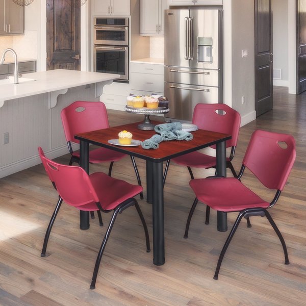 Square Tables > Breakroom Tables > Kee Square Table & Chair Sets, 36 W, 36 L, 29 H, Cherry