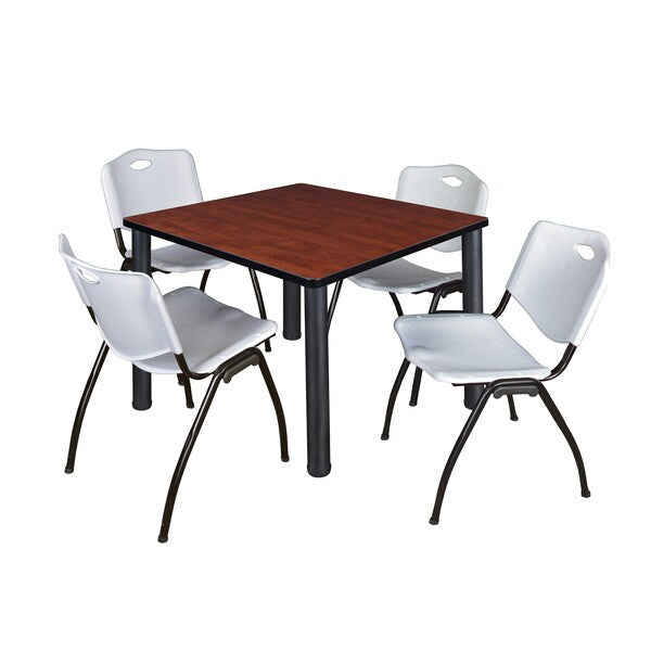 Square Tables > Breakroom Tables > Kee Square Table & Chair Sets, 36 W, 36 L, 29 H, Cherry
