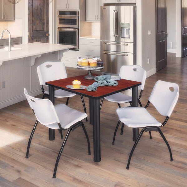 Square Tables > Breakroom Tables > Kee Square Table & Chair Sets, 36 W, 36 L, 29 H, Cherry