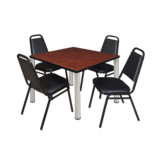 Square Tables > Breakroom Tables > Kee Square Table & Chair Sets, 36 W, 36 L, 29 H, Cherry