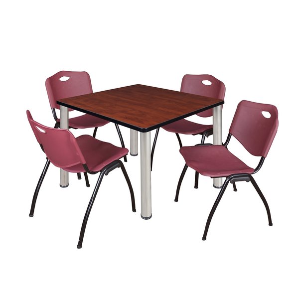 Square Tables > Breakroom Tables > Kee Square Table & Chair Sets, 36 W, 36 L, 29 H, Cherry