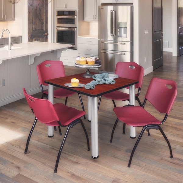 Square Tables > Breakroom Tables > Kee Square Table & Chair Sets, 36 W, 36 L, 29 H, Cherry