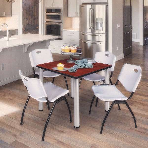 Square Tables > Breakroom Tables > Kee Square Table & Chair Sets, 36 W, 36 L, 29 H, Cherry