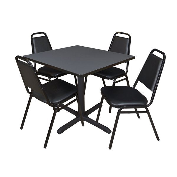 Square Tables > Breakroom Tables > Cain Square Table & Chair Sets, 36 W, 36 L, 29 H, Grey