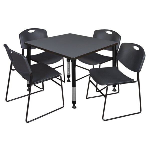Tables > Height Adjustable > Square Table & Chair Sets, 30 X 30 X 23-36