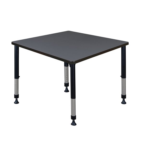 Square Tables > Height Adjustable > Square Classroom Tables, 36 X 36 X 23-34, Wood|Metal Top, Gray