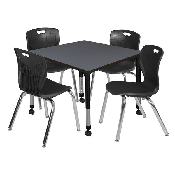 Tables > Height Adjustable > Square Mobile Table & Chair Sets, 36 X 36 X 23-34