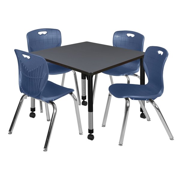 Tables > Height Adjustable > Square Mobile Table & Chair Sets, 36 X 36 X 23-34