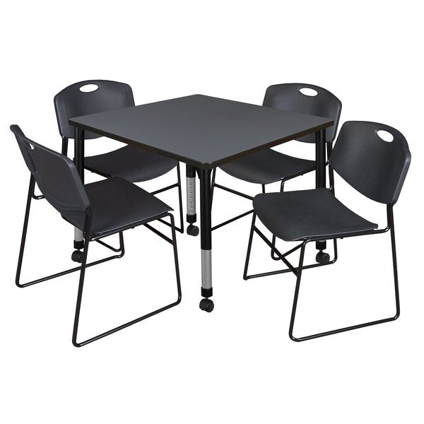 Tables > Height Adjustable > Square Mobile Table & Chair Sets, 36 X 36 X 23-34