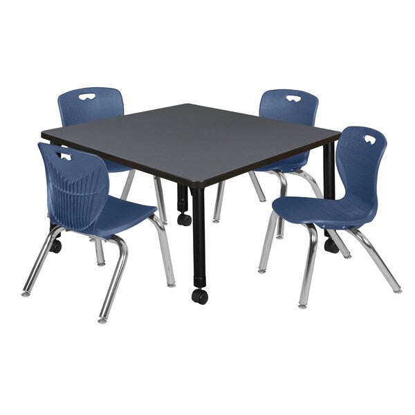 Tables > Height Adjustable > Square Mobile Table & Chair Sets, 36 X 36 X 23-34