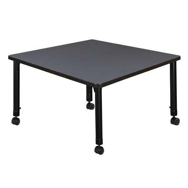 Tables > Height Adjustable > Square Mobile Tables, 36 X 36 X 23-34, Wood|Metal Top