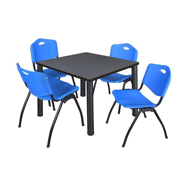 Square Tables > Breakroom Tables > Kee Square Table & Chair Sets, 36 W, 36 L, 29 H, Grey