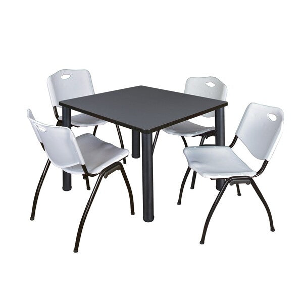 Square Tables > Breakroom Tables > Kee Square Table & Chair Sets, 36 W, 36 L, 29 H, Grey