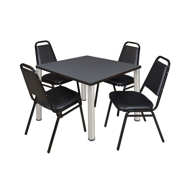 Square Tables > Breakroom Tables > Kee Square Table & Chair Sets, 36 W, 36 L, 29 H, Grey