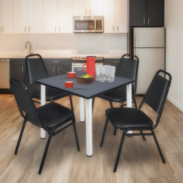 Square Tables > Breakroom Tables > Kee Square Table & Chair Sets, 36 W, 36 L, 29 H, Grey
