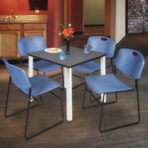 Square Tables > Breakroom Tables > Kee Square Table & Chair Sets, 36 W, 36 L, 29 H, Grey