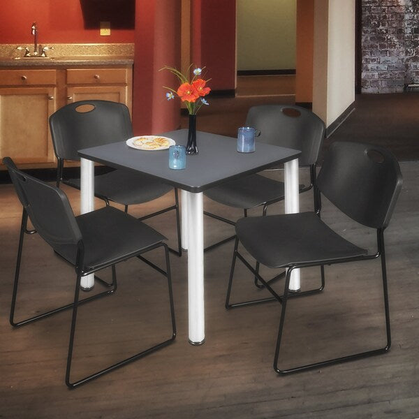 Square Tables > Breakroom Tables > Kee Square Table & Chair Sets, 36 W, 36 L, 29 H, Grey