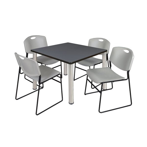 Square Tables > Breakroom Tables > Kee Square Table & Chair Sets, 36 W, 36 L, 29 H, Grey
