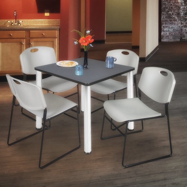 Square Tables > Breakroom Tables > Kee Square Table & Chair Sets, 36 W, 36 L, 29 H, Grey