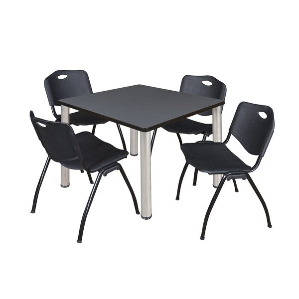Square Tables > Breakroom Tables > Kee Square Table & Chair Sets, 36 W, 36 L, 29 H, Grey