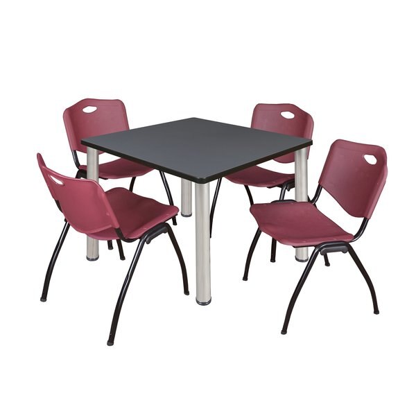 Square Tables > Breakroom Tables > Kee Square Table & Chair Sets, 36 W, 36 L, 29 H, Grey