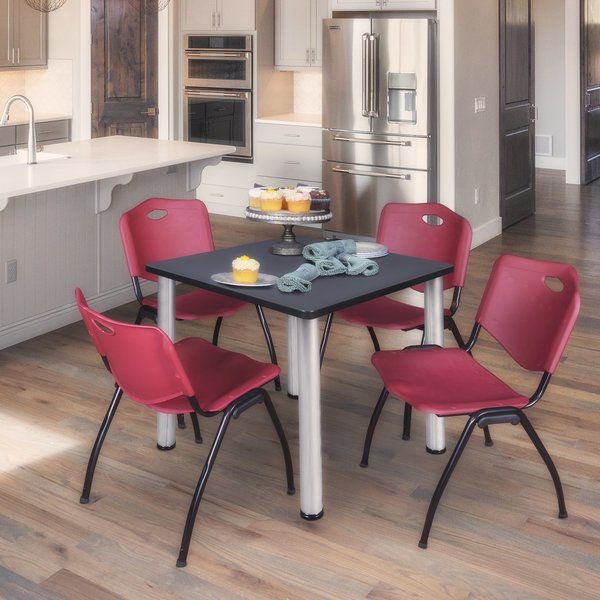 Square Tables > Breakroom Tables > Kee Square Table & Chair Sets, 36 W, 36 L, 29 H, Grey