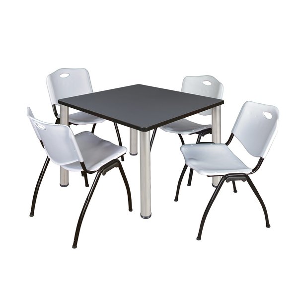 Square Tables > Breakroom Tables > Kee Square Table & Chair Sets, 36 W, 36 L, 29 H, Grey