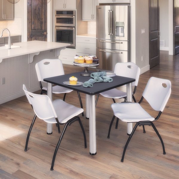 Square Tables > Breakroom Tables > Kee Square Table & Chair Sets, 36 W, 36 L, 29 H, Grey