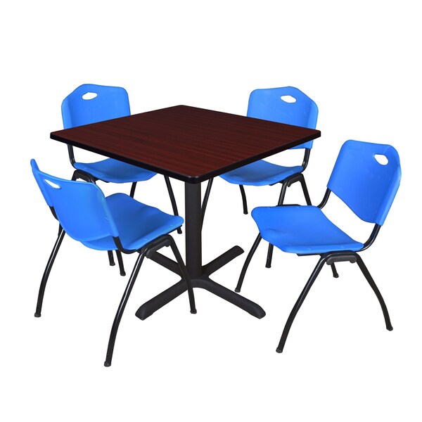 Square Tables > Breakroom Tables > Cain Square Table & Chair Sets, 36 W, 36 L, 29 H, Mahogany