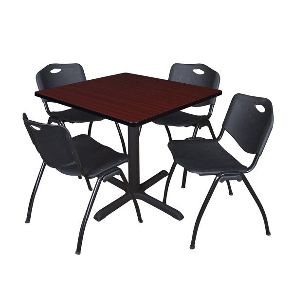 Square Tables > Breakroom Tables > Cain Square Table & Chair Sets, 36 W, 36 L, 29 H, Mahogany