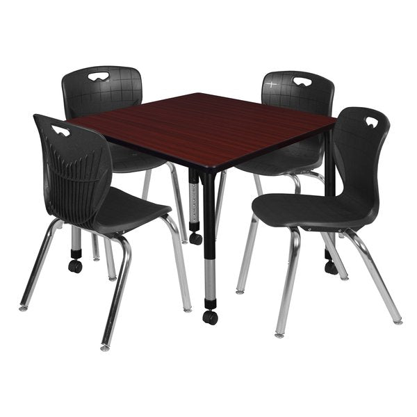 Tables > Height Adjustable > Square Mobile Table & Chair Sets, 36 X 36 X 23-34
