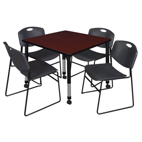 Tables > Height Adjustable > Square Mobile Table & Chair Sets, 36 X 36 X 23-34