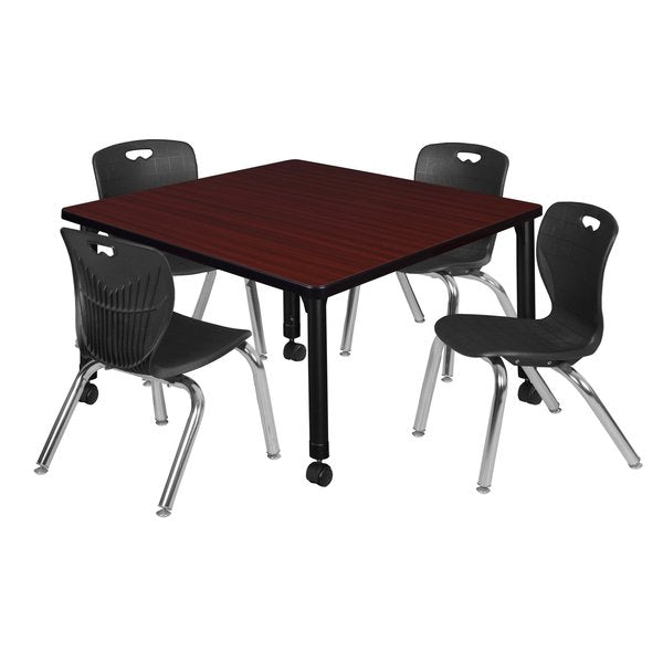 Tables > Height Adjustable > Square Mobile Table & Chair Sets, 36 X 36 X 23-34