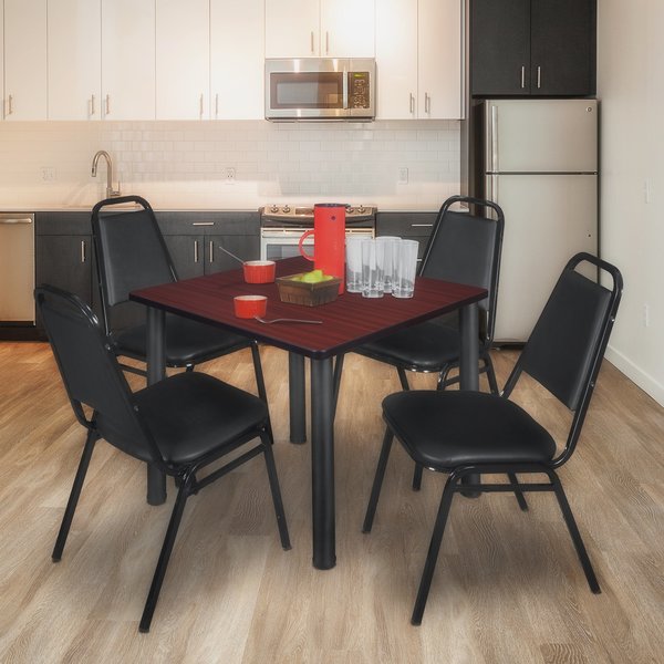 Square Tables > Breakroom Tables > Kee Square Table & Chair Sets, 36 W, 36 L, 29 H, Mahogany