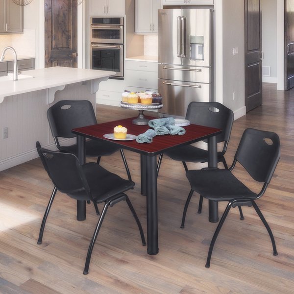 Tables > Breakroom Tables > Kee Square Table & Chair Sets, 36 W, 36 L, 29 H, Wood|Metal|Plastic Top