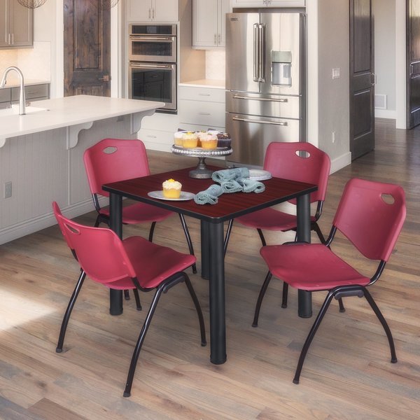 Tables > Breakroom Tables > Kee Square Table & Chair Sets, 36 W, 36 L, 29 H, Wood|Metal|Plastic Top