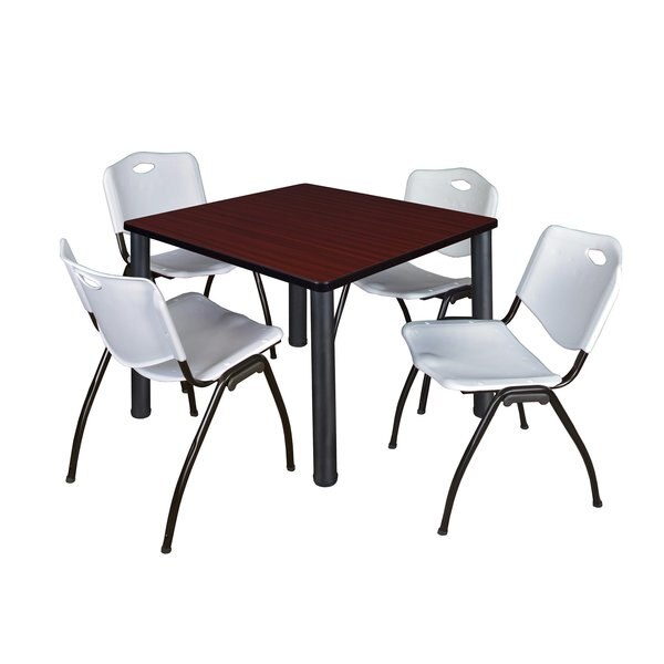 Tables > Breakroom Tables > Kee Square Table & Chair Sets, 36 W, 36 L, 29 H, Wood|Metal|Plastic Top