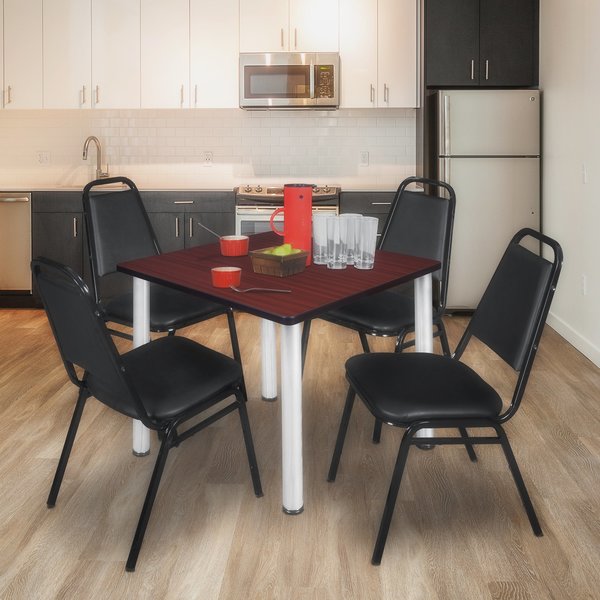 Square Tables > Breakroom Tables > Kee Square Table & Chair Sets, 36 W, 36 L, 29 H, Mahogany