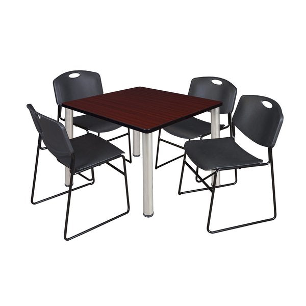 Square Tables > Breakroom Tables > Kee Square Table & Chair Sets, 36 W, 36 L, 29 H, Mahogany