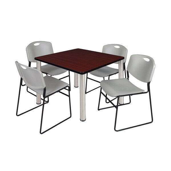 Square Tables > Breakroom Tables > Kee Square Table & Chair Sets, 36 W, 36 L, 29 H, Mahogany