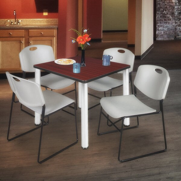 Square Tables > Breakroom Tables > Kee Square Table & Chair Sets, 36 W, 36 L, 29 H, Mahogany