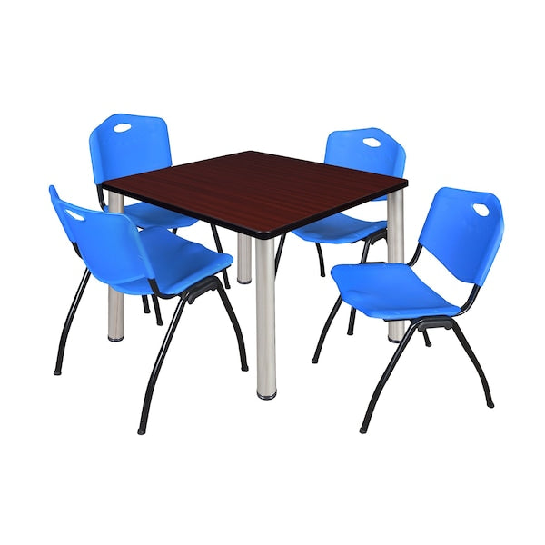 Square Tables > Breakroom Tables > Kee Square Table & Chair Sets, 36 W, 36 L, 29 H, Mahogany