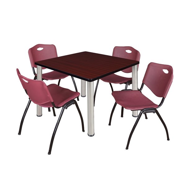 Square Tables > Breakroom Tables > Kee Square Table & Chair Sets, 36 W, 36 L, 29 H, Mahogany