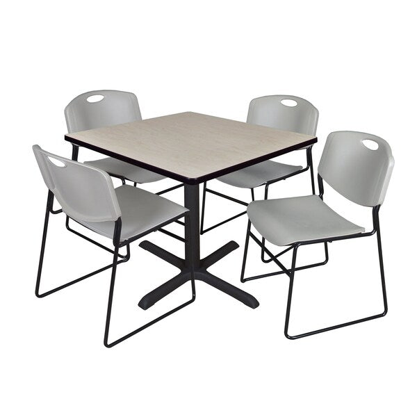Square Tables > Breakroom Tables > Cain Square Table & Chair Sets, 36 W, 36 L, 29 H, Maple