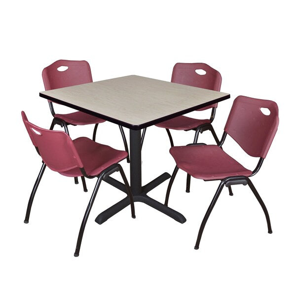 Square Tables > Breakroom Tables > Cain Square Table & Chair Sets, 36 W, 36 L, 29 H, Maple